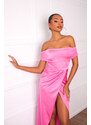 Joy Fashion House Holmes μακρύ φόρεμα με όψη σατέν ροζ