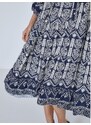 Celestino Εμπριμέ φόρεμα με μαο γιακά σκουρο μπλε για Γυναίκα