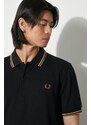 Βαμβακερό μπλουζάκι πόλο Fred Perry Twin Tipped Shirt χρώμα: μαύρο, M3600.U97