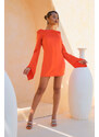 Joy Fashion House Ti amo μίνι φόρεμα με όψη σατέν κοραλί