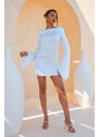 Joy Fashion House Ti amo μίνι φόρεμα με όψη σατέν λευκό