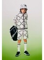 Παιδική βαμβακερή μπλούζα Karl Lagerfeld χρώμα: μπεζ, με κουκούλα