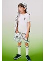 Παιδική βαμβακερή μπλούζα Karl Lagerfeld χρώμα: μπεζ, με κουκούλα