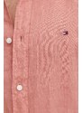 Πουκάμισο από λινό Tommy Hilfiger χρώμα: ροζ, MW0MW35207