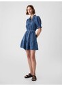 GAP Μπλε Crinkle Gauze Denim Mini Φόρεμα