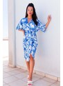 Joy Fashion House Alora μίντι φόρεμα με όψη σατέν μπλε