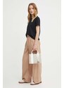 Βαμβακερό παντελόνι Sisley χρώμα: μπεζ