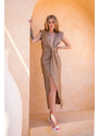 Joy Fashion House Virtual μίντι φόρεμα με σατέν όψη μπεζ
