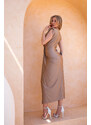 Joy Fashion House Virtual μίντι φόρεμα με σατέν όψη μπεζ