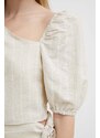 Λευκή μπλούζα Pepe Jeans MATI χρώμα: μπεζ, PL304809