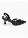 issue Open heel μυτερές γόβες λουστρίνι με λεπτό τακούνι - Μαύρο - 032011