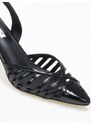 issue Open heel μυτερές γόβες λουστρίνι με λεπτό τακούνι - Μαύρο - 032011
