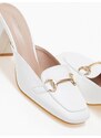 issue Mules loafers με χοντρό τακούνι και μεταλλική λεπτομέρεια - Λευκό - 030011