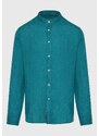 FUNKY BUDDHA Garment dyed λινό πουκάμισο με λαιμό mao
