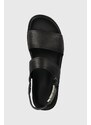 Δερμάτινα σανδάλια Calvin Klein BACK STRAP W/ ICONIC PLAQUE χρώμα: μαύρο, HM0HM01383