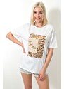 Potre OR Γυναικείο T-shirt με στρας animal print