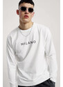 UnitedKind Milano Grey, Long Sleeve Μπλούζα σε Λευκό Χρώμα