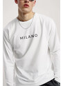 UnitedKind Milano Grey, Long Sleeve Μπλούζα σε Λευκό Χρώμα