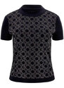 GUESS T-Shirt Ss Mock Neck All Over Logo W5RI15J1314 jblk jet black a996