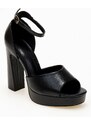 issue Ψηλά πέδιλα με χοντρό τακούνι και φιάπα - Μαύρο - 032011