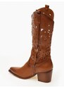 issue Μπότες cowboy με laser cut σχέδιο - Κάμελ - 024012