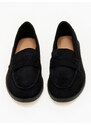 issue Γυναικεία χαμηλά loafers με suede υφή - Μαύρο - 032011