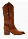 issue Μπότες cowboy με laser cut σχέδιο - Κάμελ - 024012