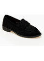 issue Γυναικεία χαμηλά loafers με suede υφή - Μαύρο - 032011