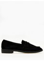 issue Γυναικεία χαμηλά loafers με suede υφή - Μαύρο - 032011