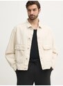 Σακάκι με λινό μείγμα Calvin Klein Jeans χρώμα: μπεζ, J30J327212