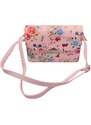 FashionWoman Τσάντα Ώμου με Floral Print Καπάκι και Μεταλλικό Κούμπωμα – Ροζ & Γαλάζιο