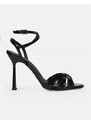 INSHOES DESIGN Πέδιλα Ελληνικής Κατασκευής λουστρίνι με λεπτό τακούνι Μαύρο