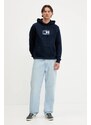 Βαμβακερή μπλούζα Tommy Jeans χρώμα: ναυτικό μπλε, με κουκούλα, DM0DM21623