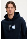 Βαμβακερή μπλούζα Tommy Jeans χρώμα: ναυτικό μπλε, με κουκούλα, DM0DM21623
