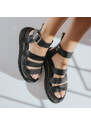Silia D Μαύρο Gladiator Flatform Σανδάλι