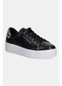 Δερμάτινα αθλητικά παπούτσια Tommy Hilfiger ESSENTIAL PLATFORM COURT SNEAKER χρώμα: μαύρο, FW0FW08756