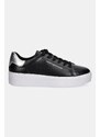 Δερμάτινα αθλητικά παπούτσια Tommy Hilfiger ESSENTIAL PLATFORM COURT SNEAKER χρώμα: μαύρο, FW0FW08756