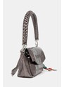 Τσάντα Desigual HALF LOGO TROKEL DARK SILVE χρώμα: ασημί, 25WAXPAQ