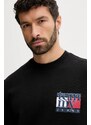 Βαμβακερή μπλούζα Tommy Jeans χρώμα: μαύρο, DM0DM22093