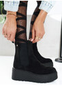 Ligglo Μαύρα Μποτάκια Flatform με Ελαστικά Πλαϊνά