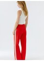 OUI Παντελόνι πλισέ έντονο κόκκινο / λευκό