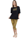 Vienetta Γυναικεία καλοκαιρινή βαμβακερή πυτζάμα "Totally Wired" με κοντό μανίκι και κάπρι παντελόνι-009225