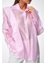 DeCoro Πουκάμισο See Through με Βολάν - ΡΟΖ