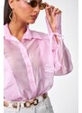 DeCoro Πουκάμισο See Through με Βολάν - ΡΟΖ